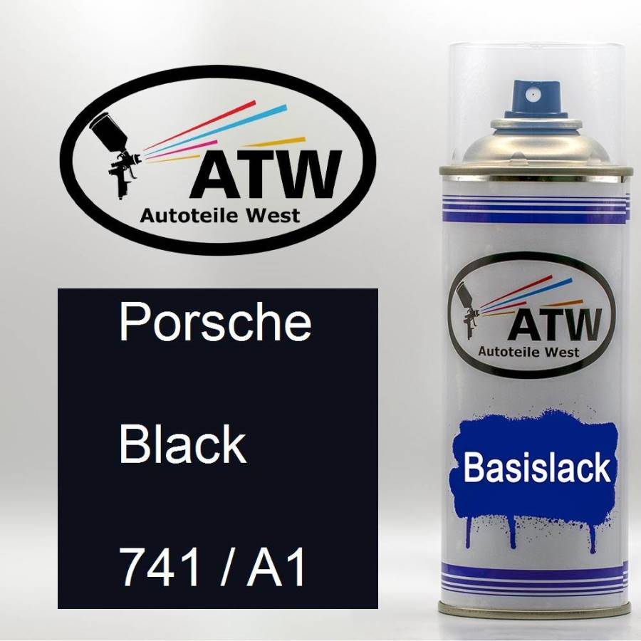 Porsche, Black, 741 / A1: 400ml Sprühdose, von ATW Autoteile West.